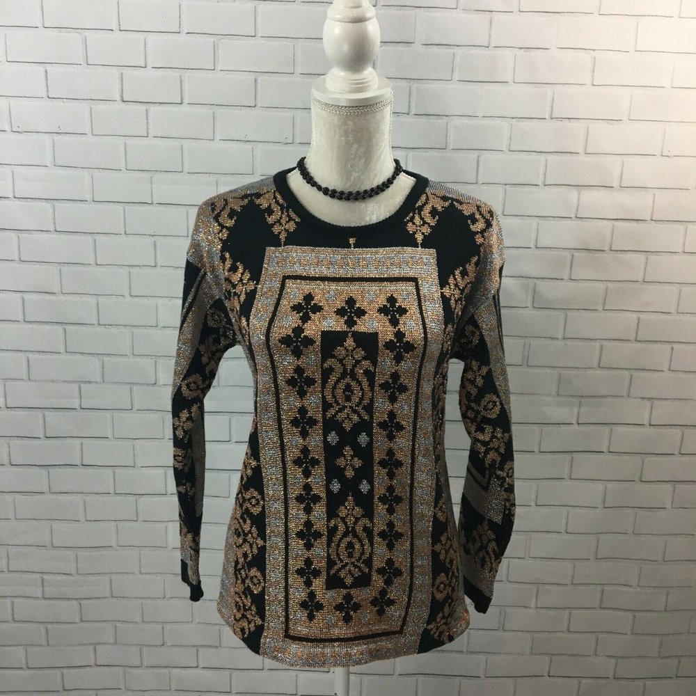 Campagnie Internationale Express Vintage Metallic Crewneck Pullover Sweater XS/0
